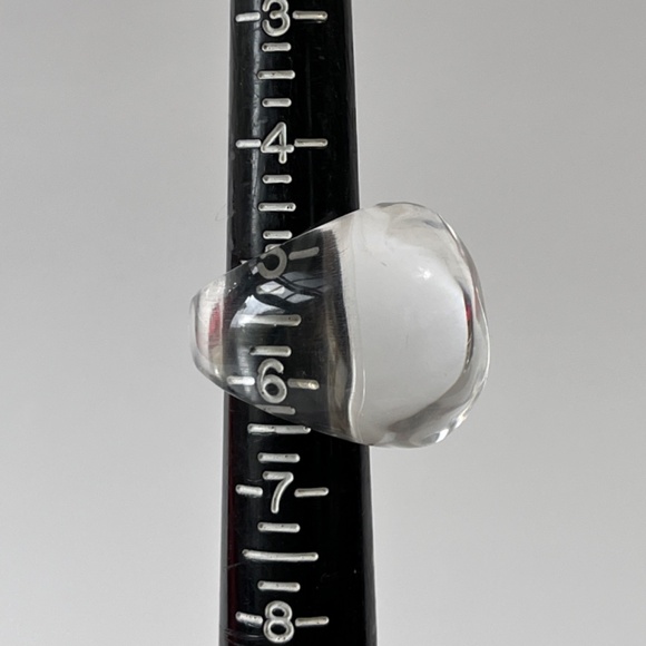 Vintage Lucite Ring Chunky Crystal Bubble Dome Statement Unisex Acrylic Jewelry - Picture 2 of 11